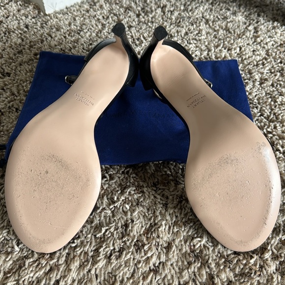 Stuart Weitzman nudist heels black leather sz 8 - Picture 6 of 7